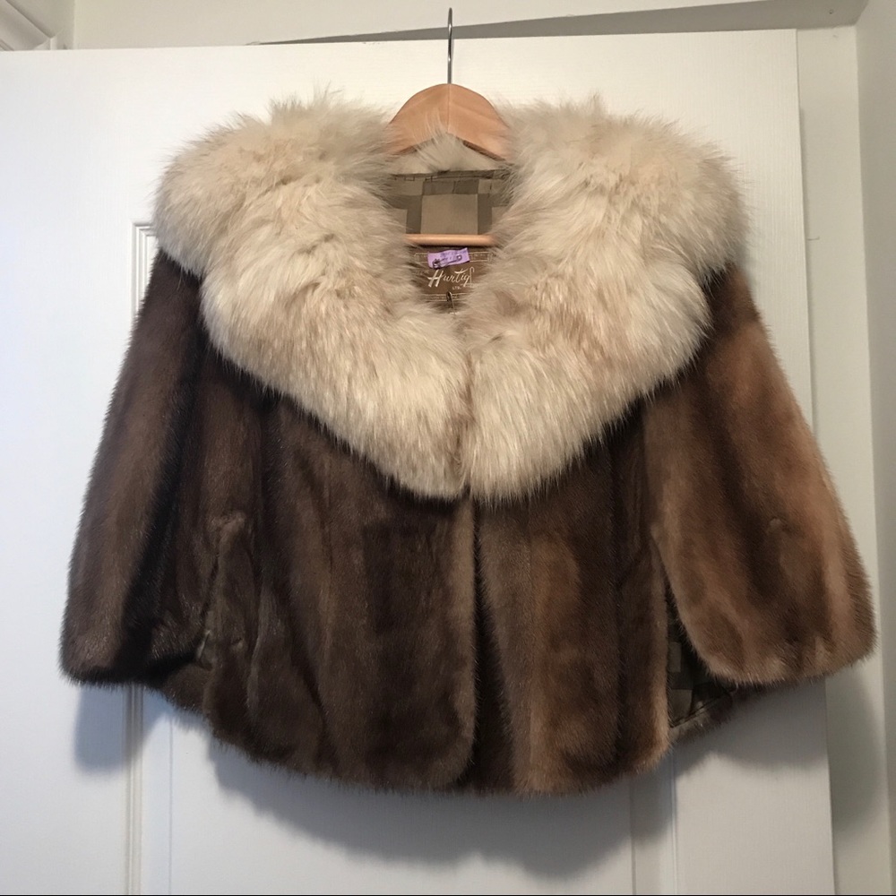Vintage Hurtig Furs Mink/Fox Fur Cape